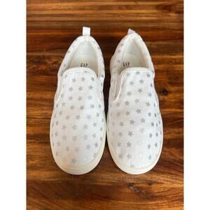 Girls Gap Kids Star Slip-On Sneakers, White/Silver, Size 1, Comfort, Americana